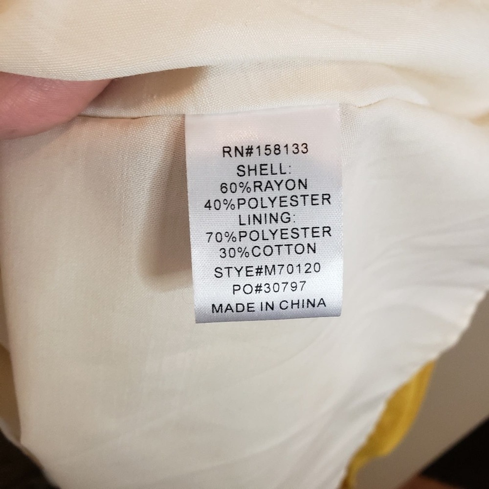 Moodie Hi-Low pocketed sun dress with ruffle detail, yellow and white, size med. - Picture 6 of 7